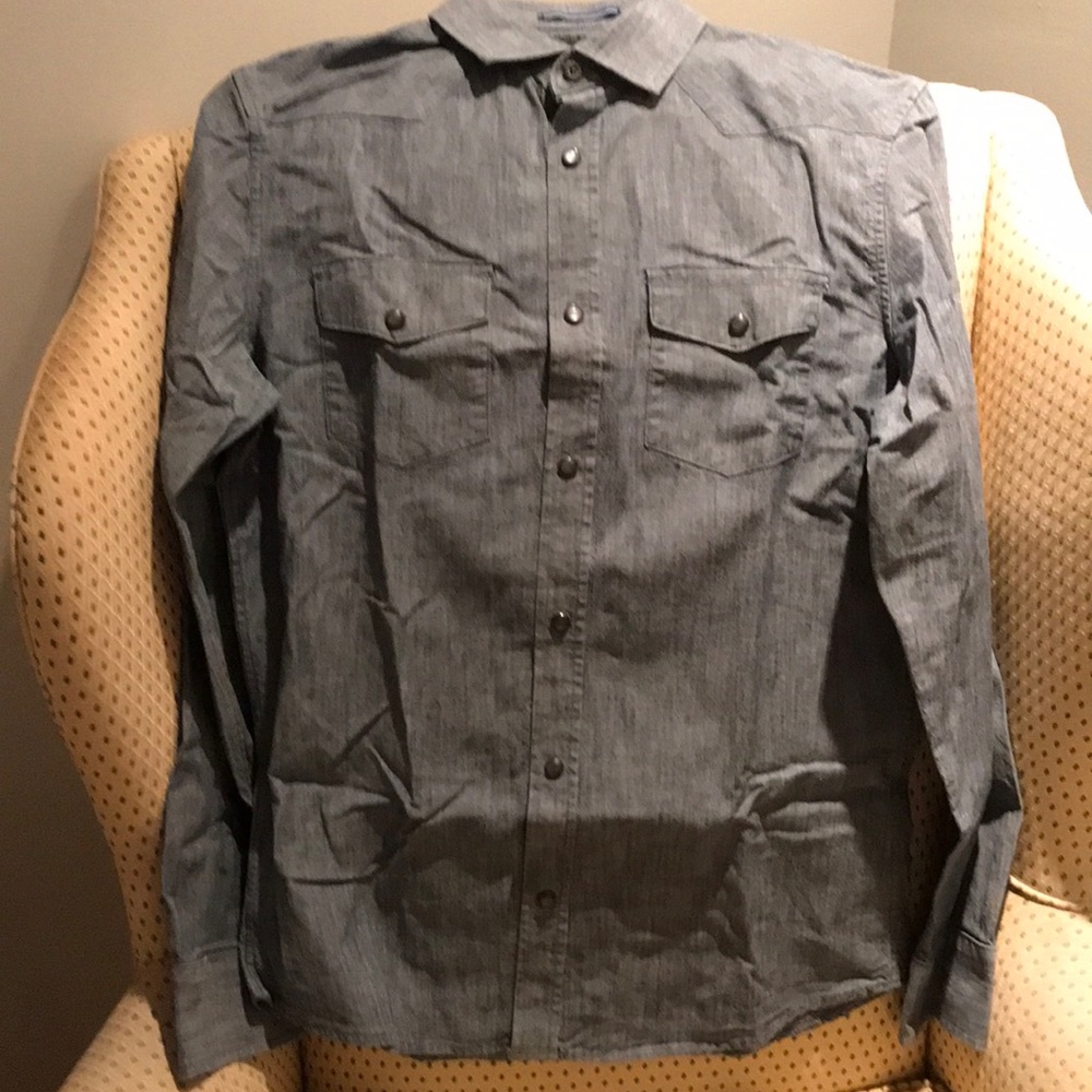 Men’s Long Sleeve Banana Republic 2 Pocket Shirt Gray